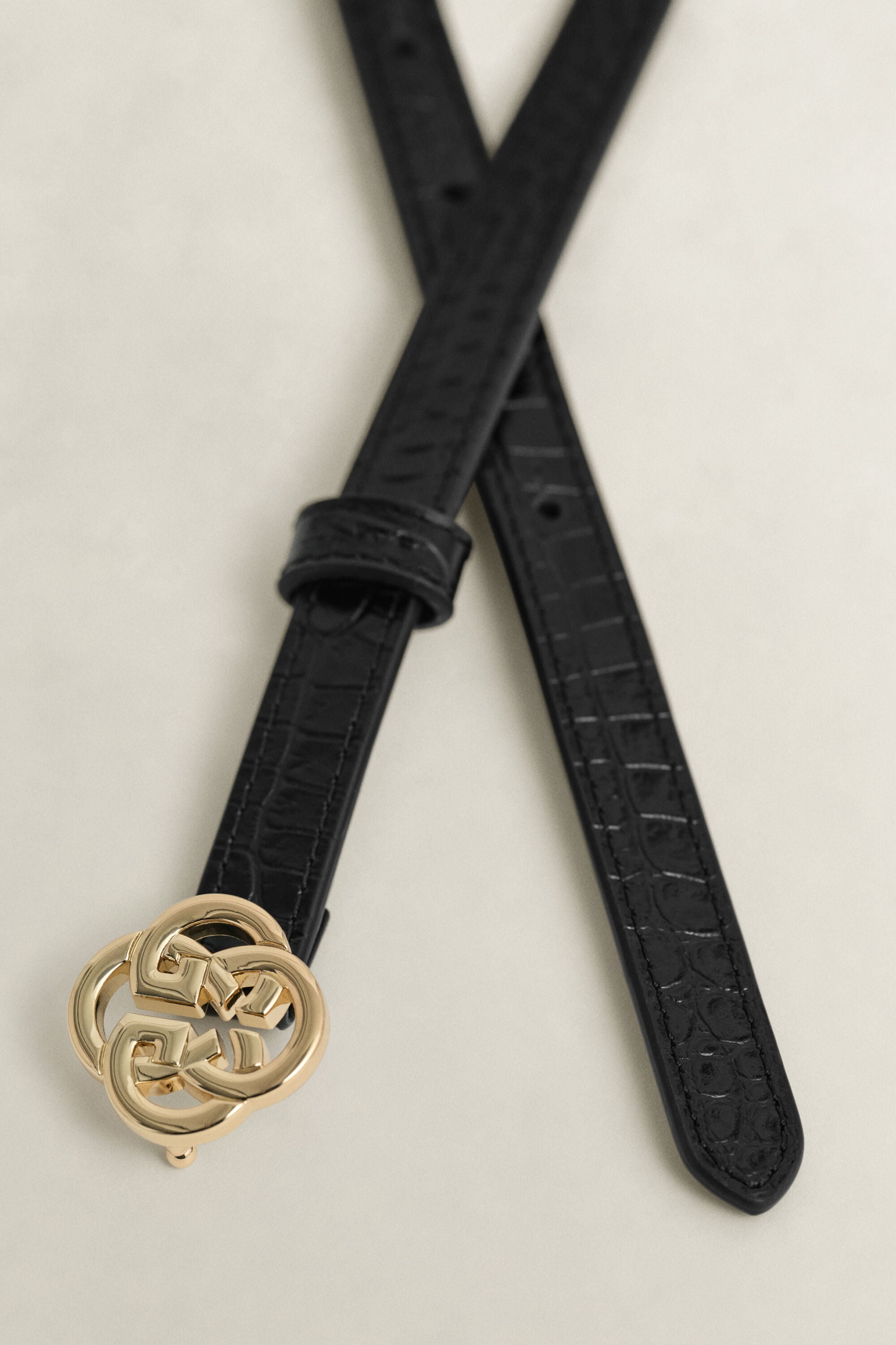 Croc-Effect Monogram Belt