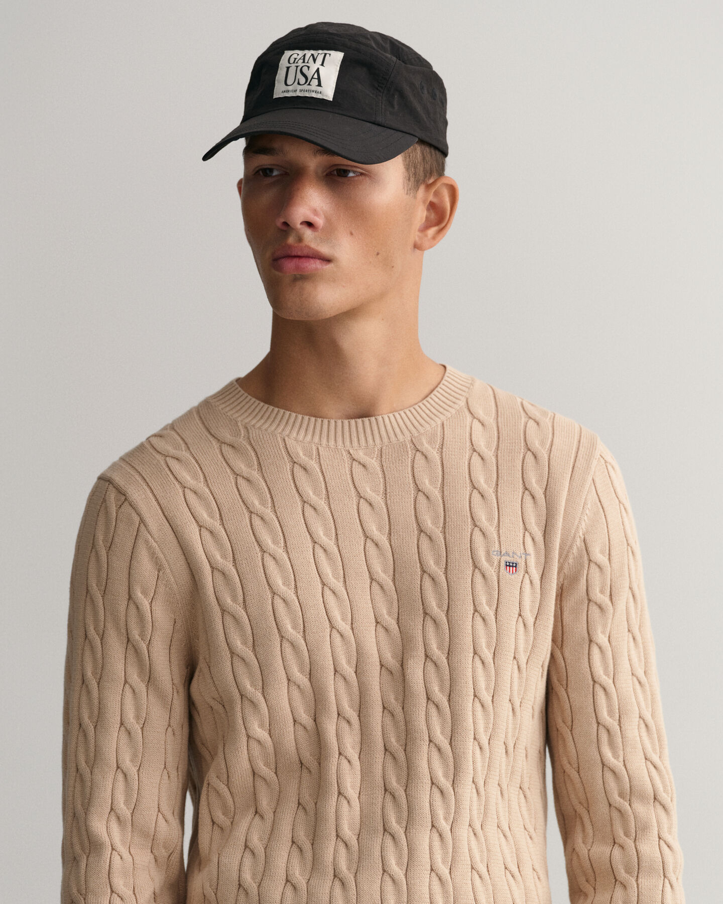 Cotton Cable Crew Neck Sweater