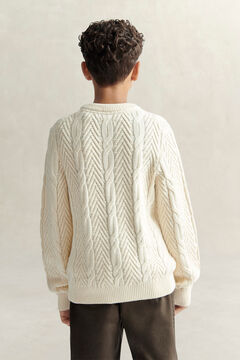 Teen Boys Cable Knit Sweater — CREAMED WHITE 3