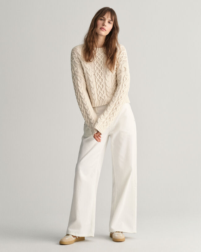 Cable Knit Crew Neck Sweater