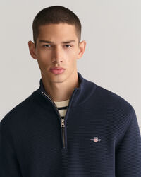 Textured Cotton Half-Zip Sweater
