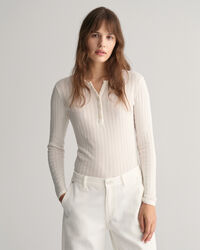 Ribbed Long Sleeve Henley T-Shirt