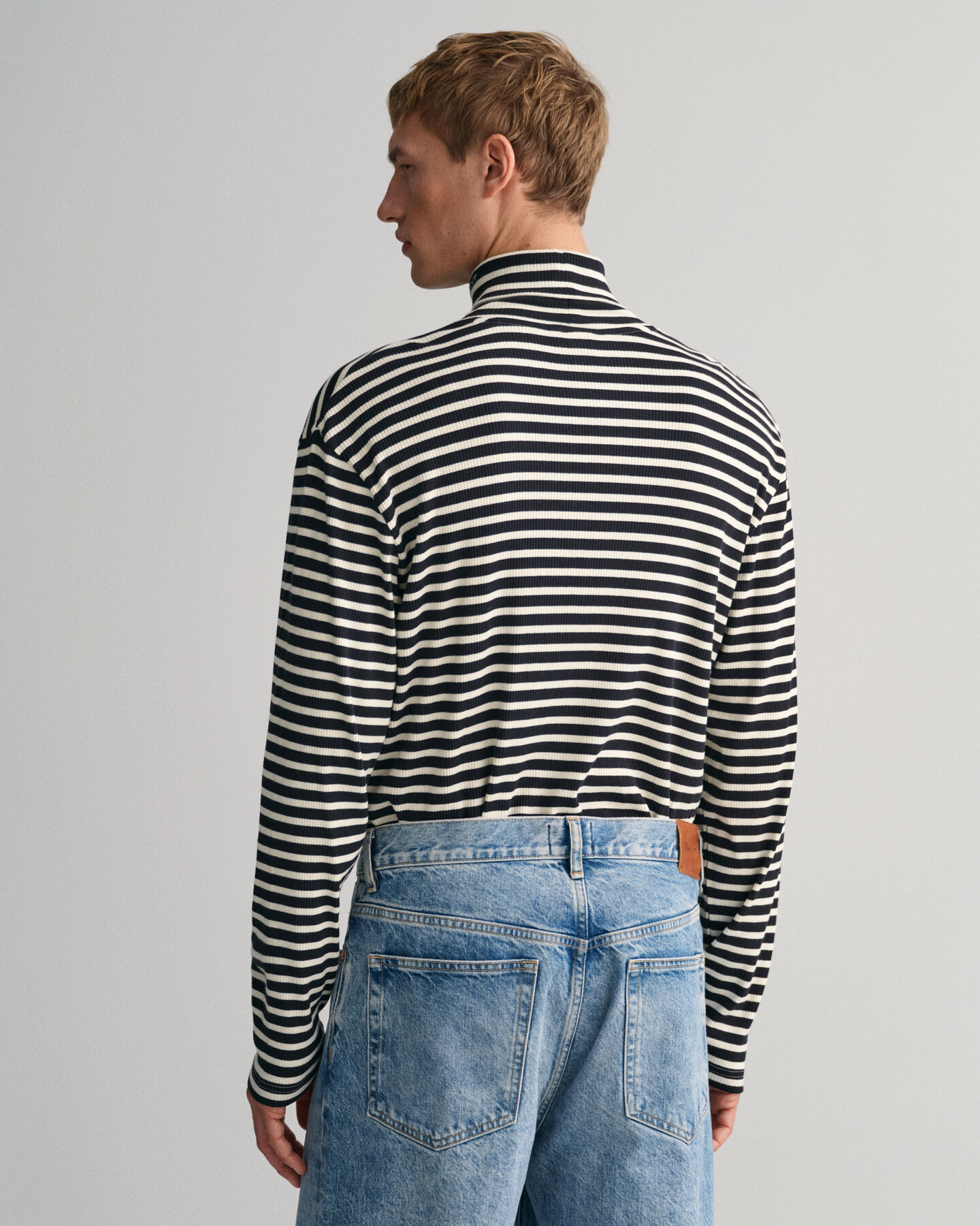 Striped Long Sleeve Turtleneck Top