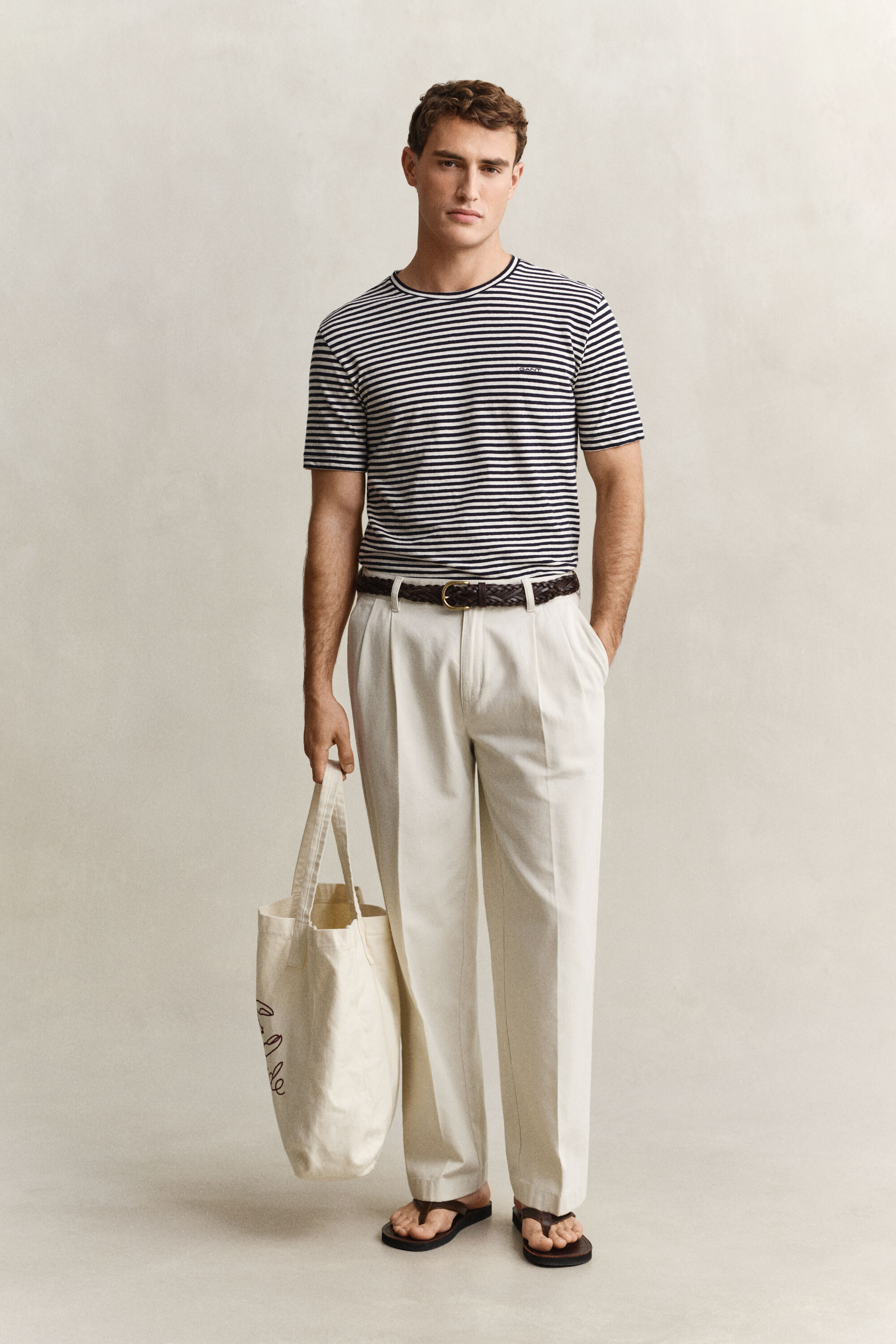 Striped Cotton Linen T-Shirt