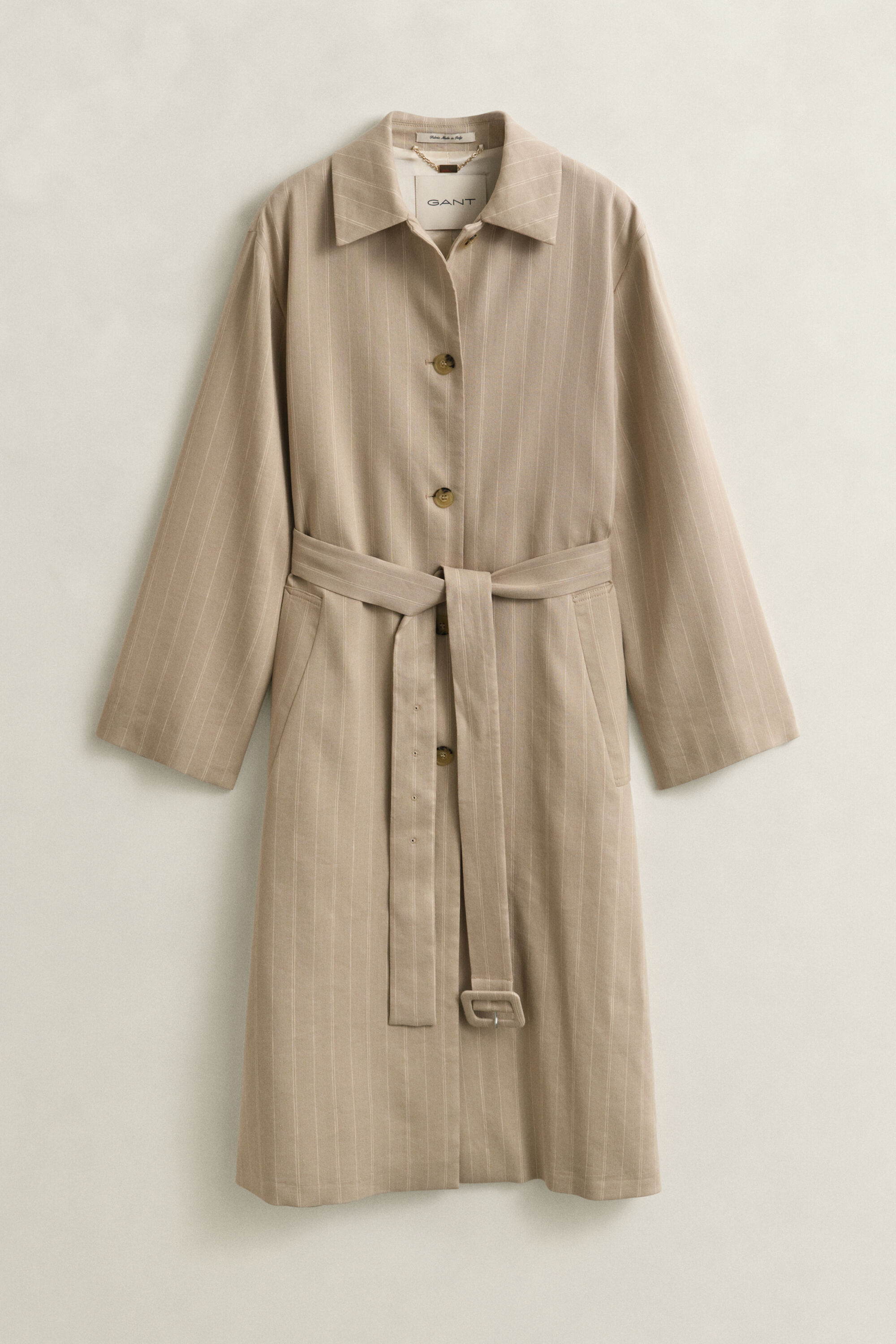 Linen Blend Pinstriped Coat