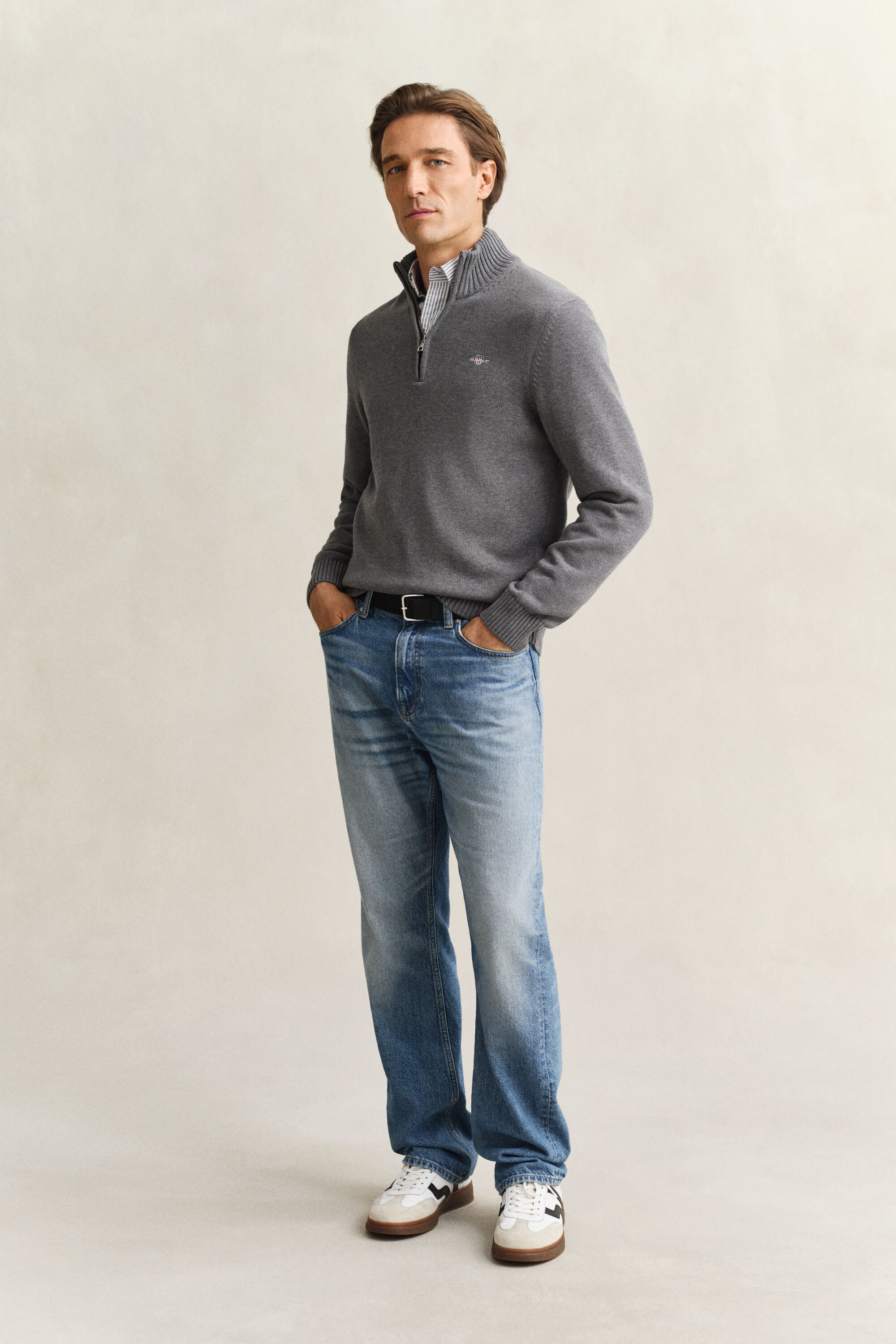 Casual Cotton Half-Zip Sweater