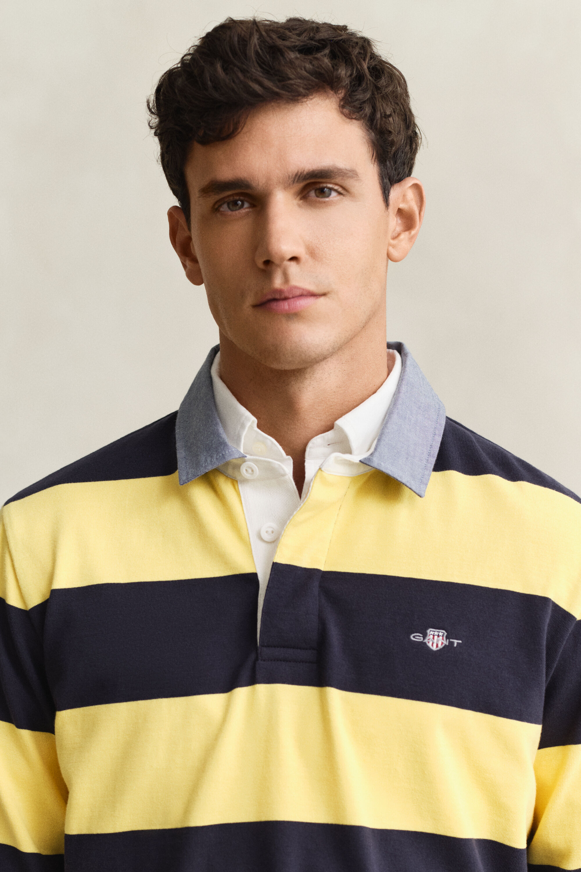 Chambray Collar Striped Heavy Rugger