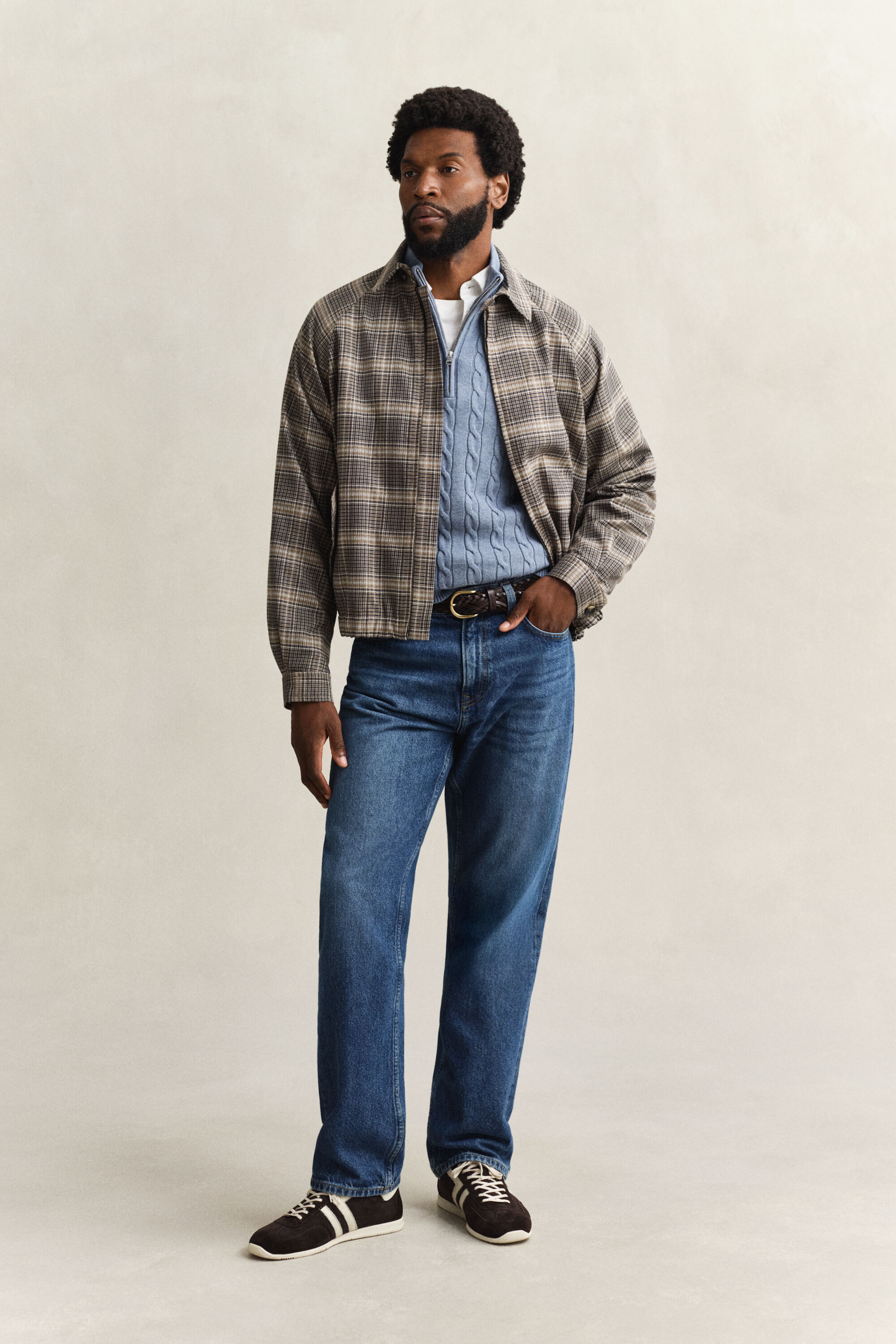 Cotton Cable Knit Half-Zip Sweater