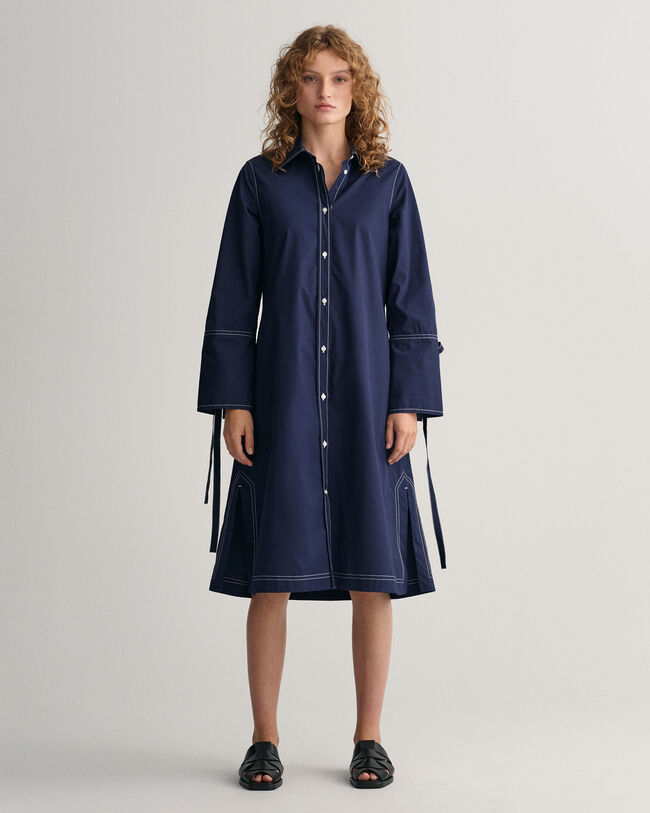 Contrast Stitch Shirt Dress