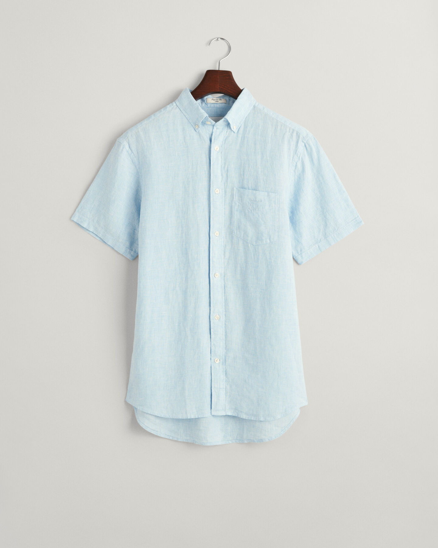 Regular Fit Houndstooth Linen Short Sleeve Shirt