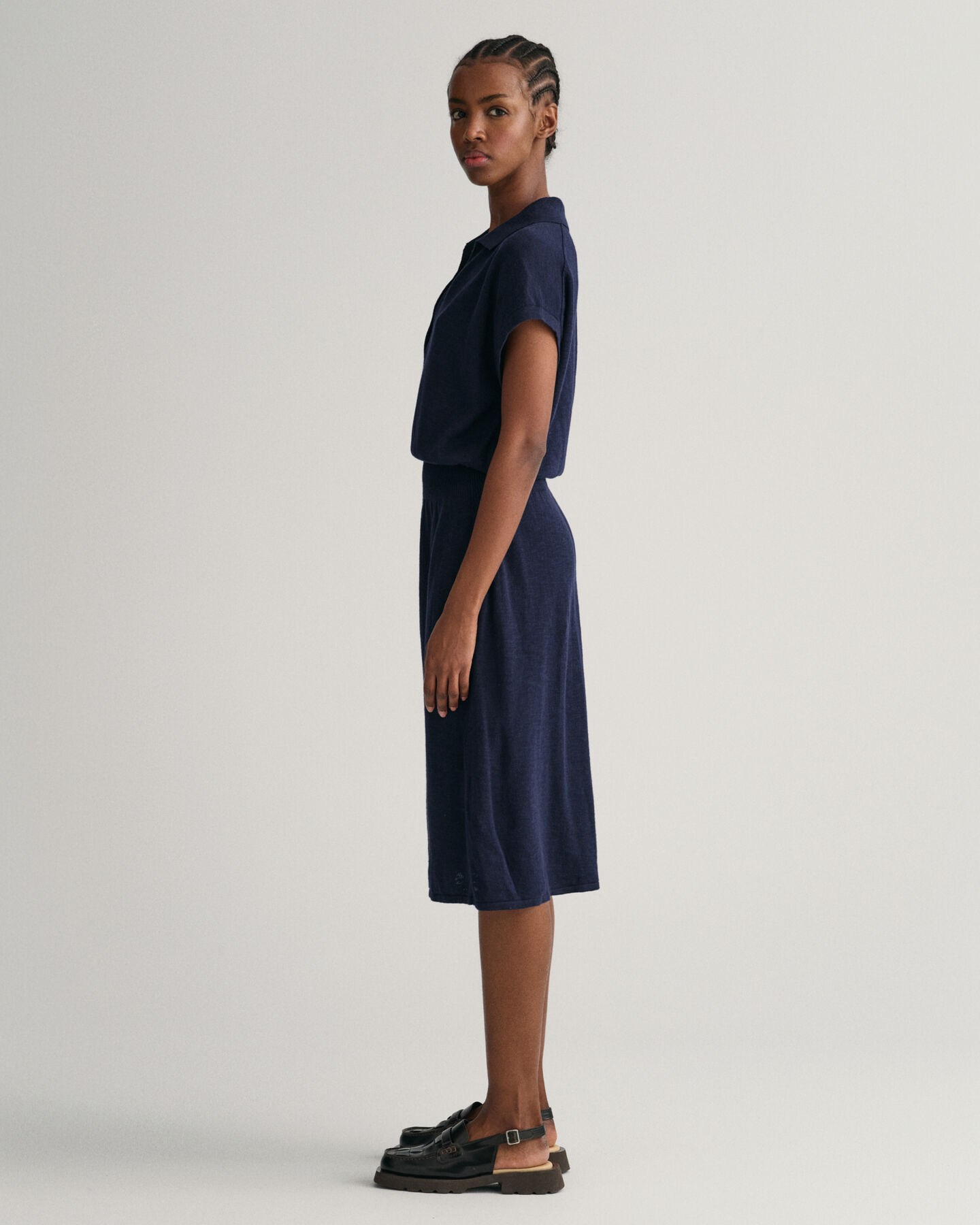 Collared Linen Blend Dress