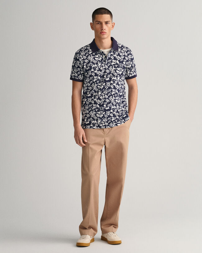 Floral Print Piqué Polo Shirt