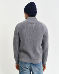 Textured Wool Blend Zip Cardigan