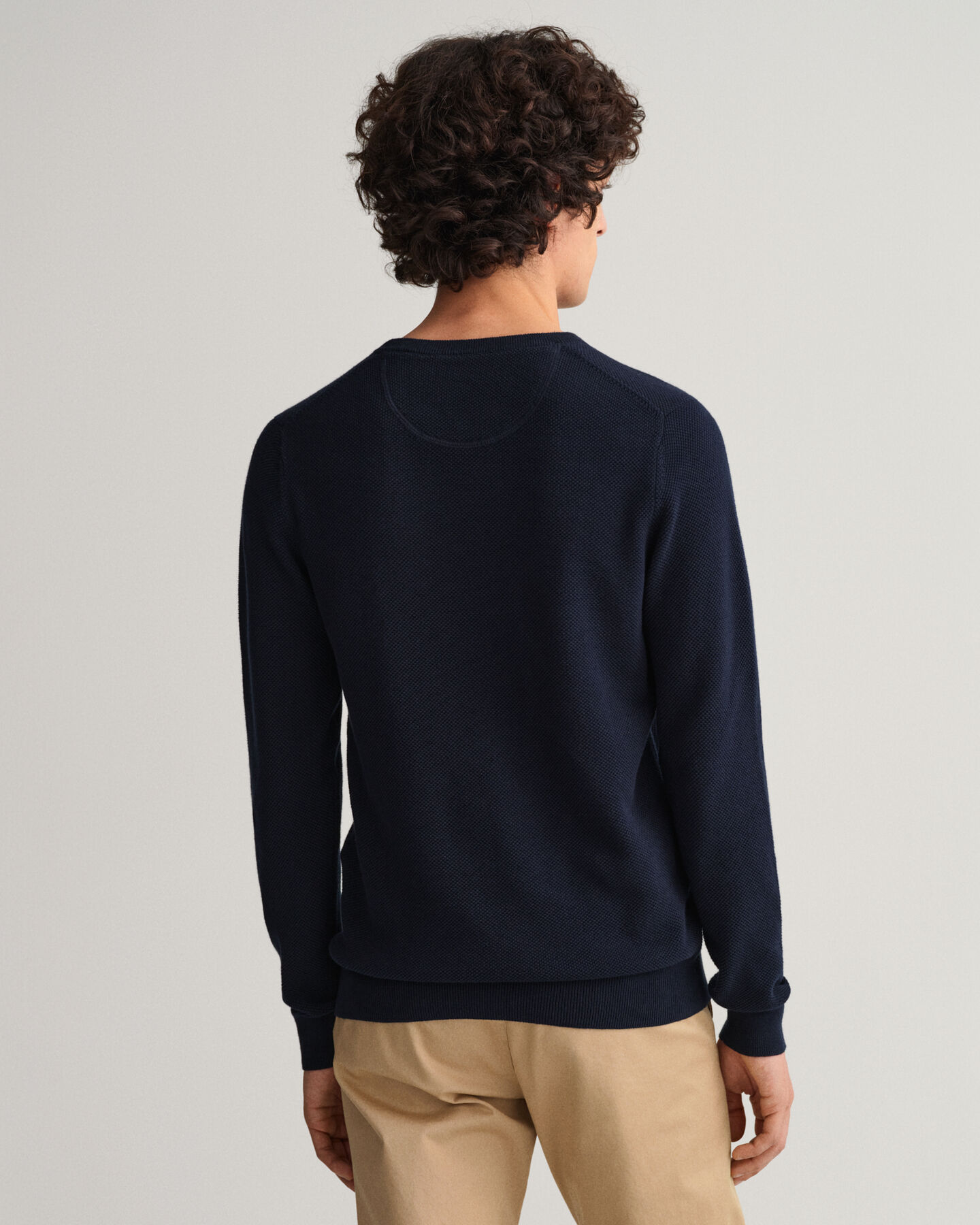 Cotton Piqu&eacute; Crew Neck Sweater