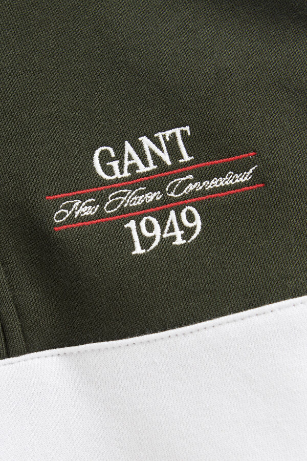 Teen Boys Color Block Half-Zip Sweatshirt — DARK MOSS GREEN