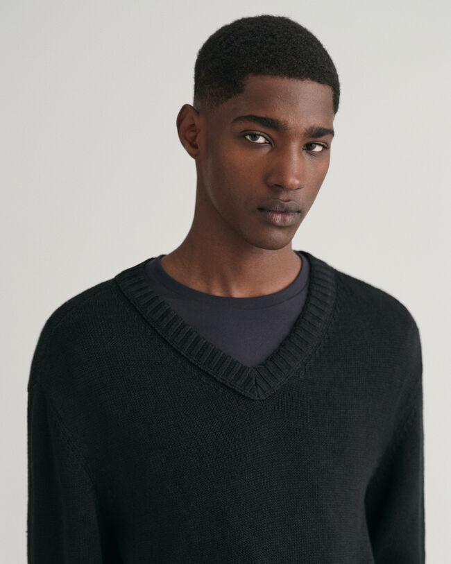 Linen Blend V-Neck Sweater