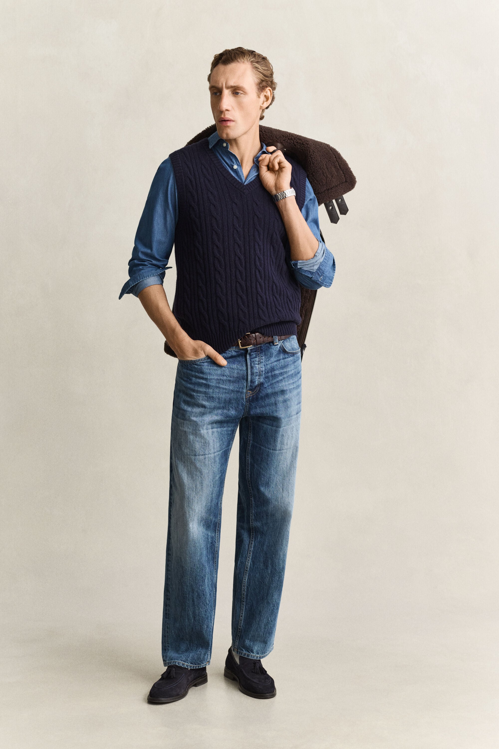 Lambswool Cable Knit Vest