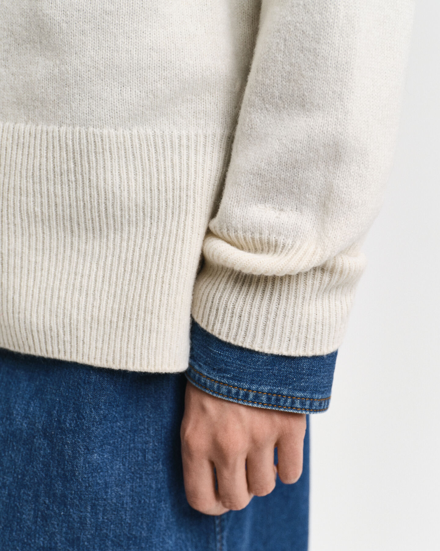 Wool Cashmere Blend Crew Neck Sweater