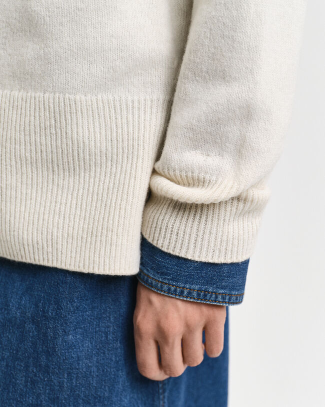 Wool Cashmere Blend Crew Neck Sweater