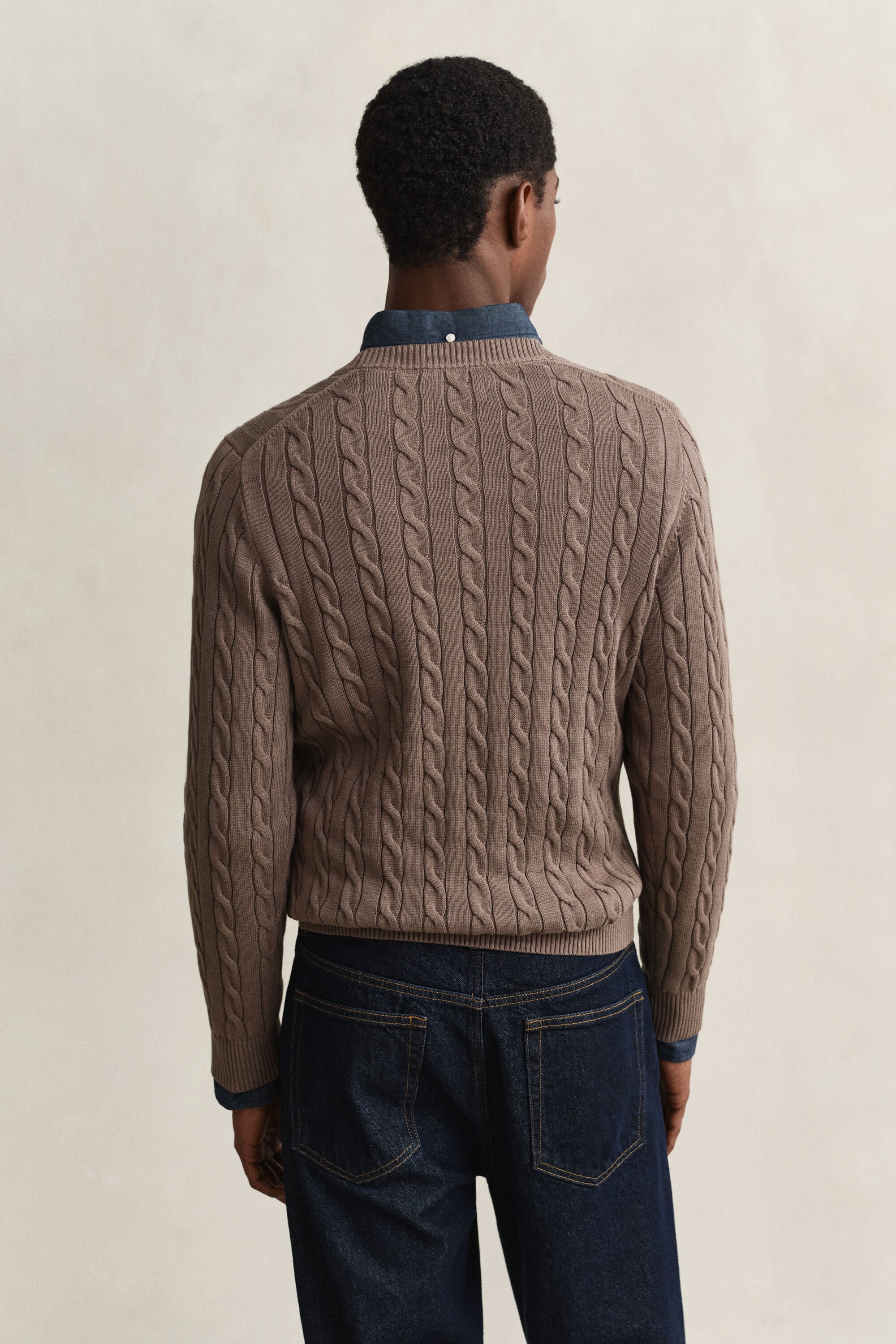 Cotton Cable Knit Crew Neck Sweater