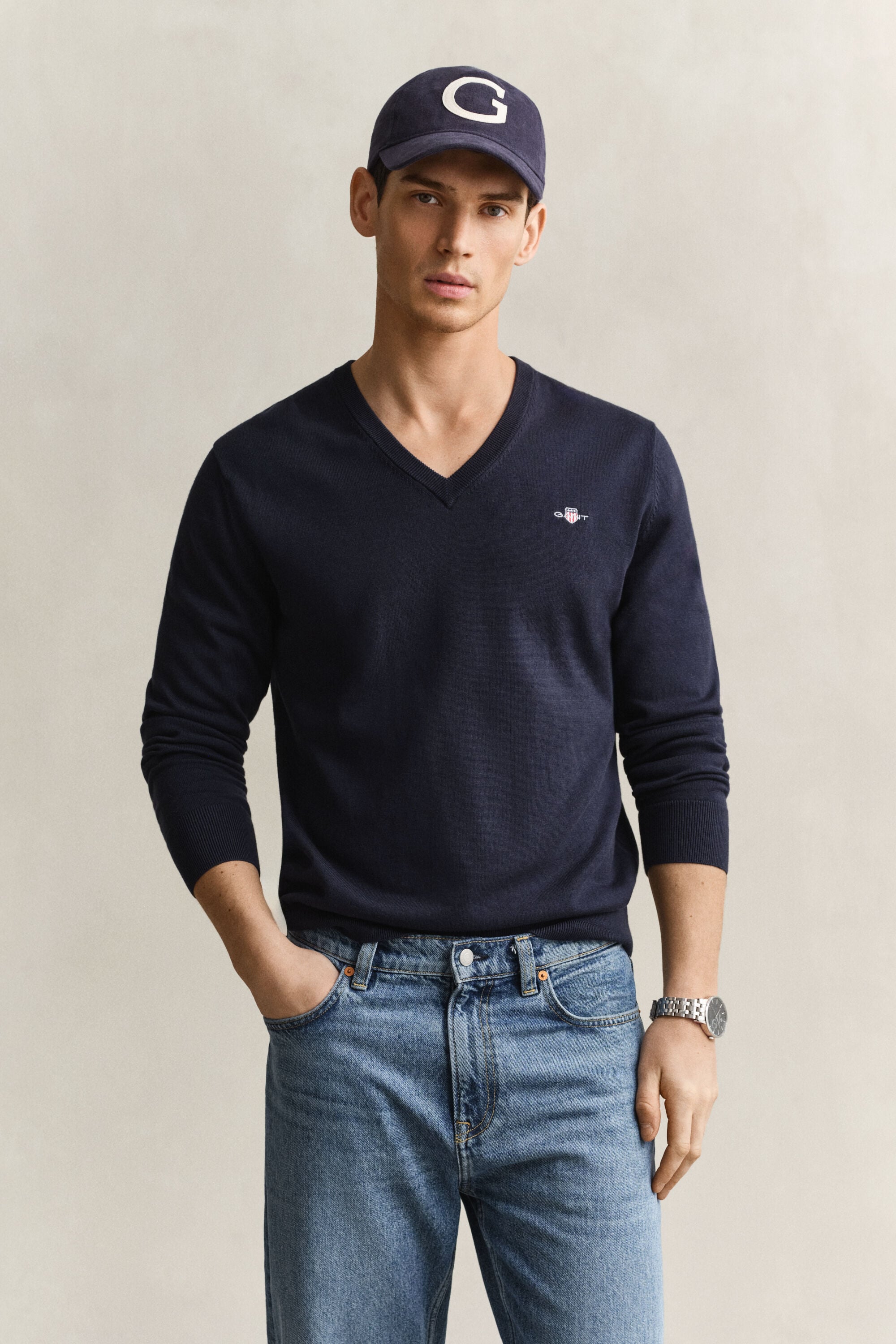 Cotton V-Neck Sweater