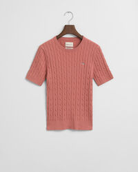 Stretch Cotton Cable Knit Sweater