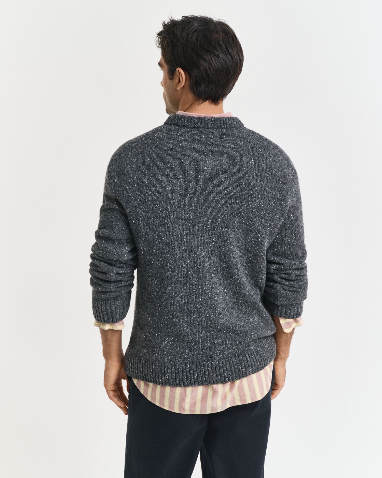 Wool Blend Nepps Crew Neck Sweater