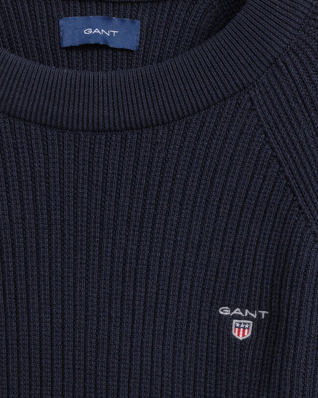 Teens Casual Cotton Ribbed Crew Neck Sweater