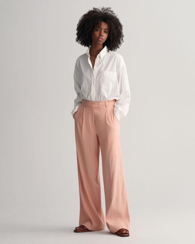 Wide Leg Stretch Linen Pants