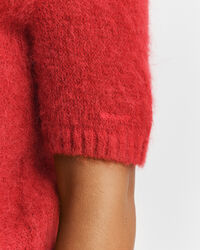 Mohair Blend Short Sleeve Crew Neck Sweater