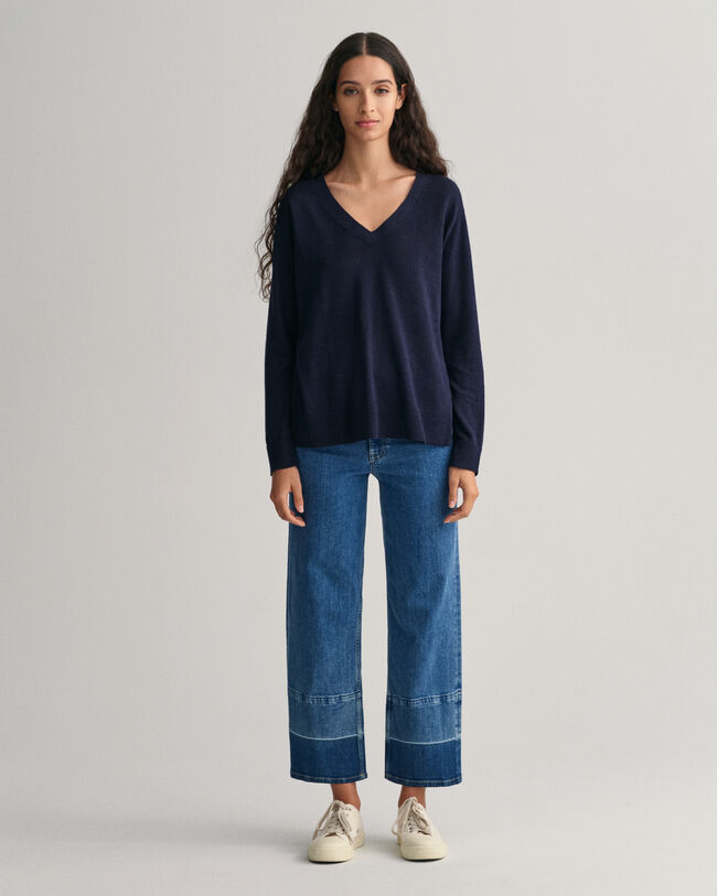 Linen Blend V-Neck Sweater