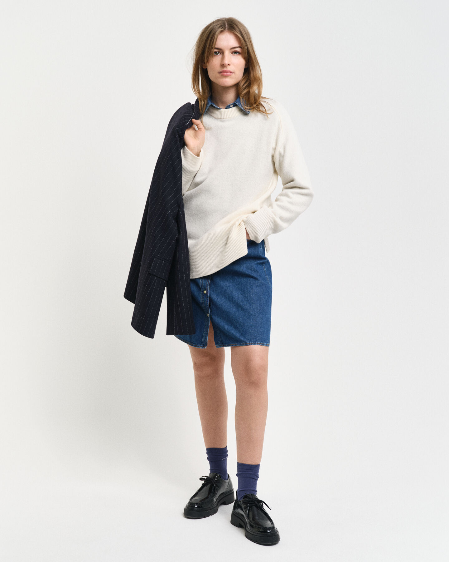 Wool Cashmere Blend Crew Neck Sweater