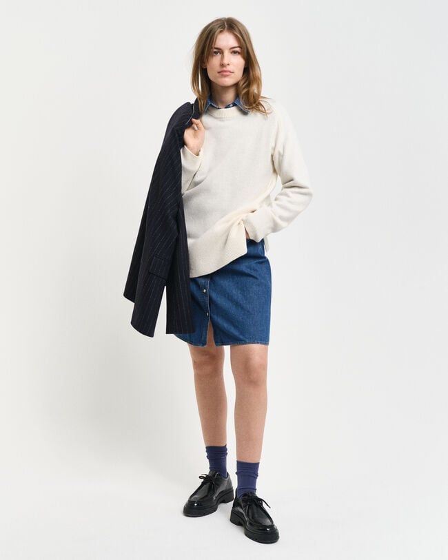 Wool Cashmere Blend Crew Neck Sweater