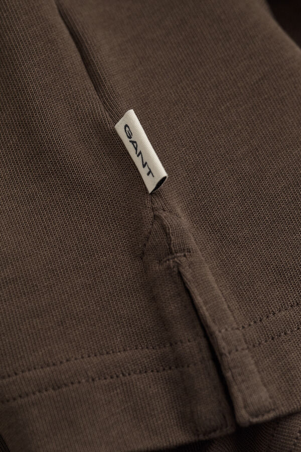 Long Sleeve Pima Cotton Polo Shirt — SHADOW BROWN
