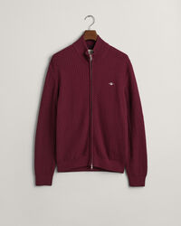 Textured Cotton Zip Cardigan