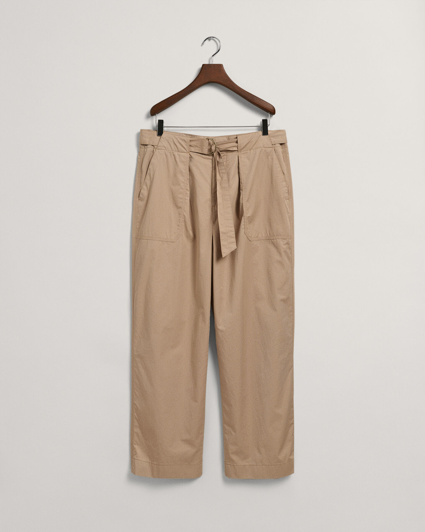 Belted Cotton Poplin Pants