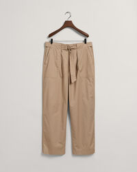 Belted Cotton Poplin Pants