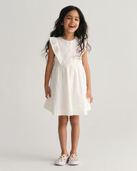 Girls Frilly Broderie Anglaise Dress