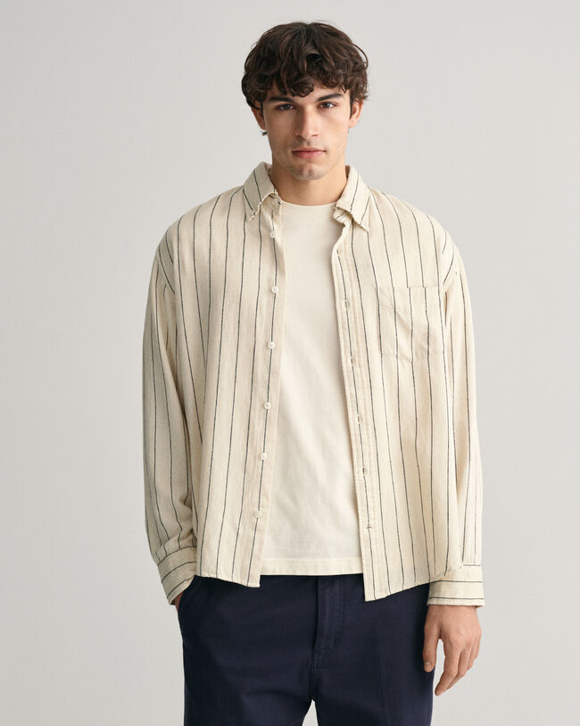 Relaxed Fit Slub Striped Shirt