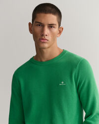 Cotton Piqu&eacute; Crew Neck Sweater