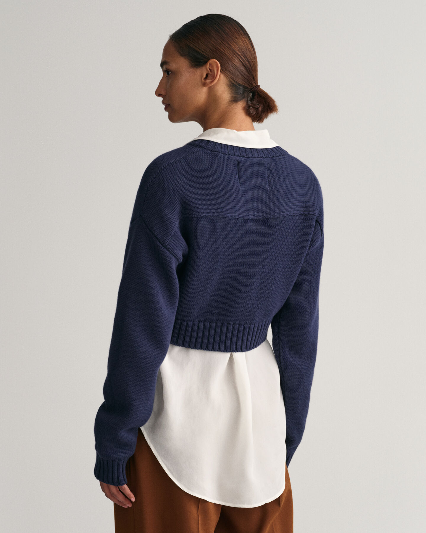 Cropped V-Neck Sweater