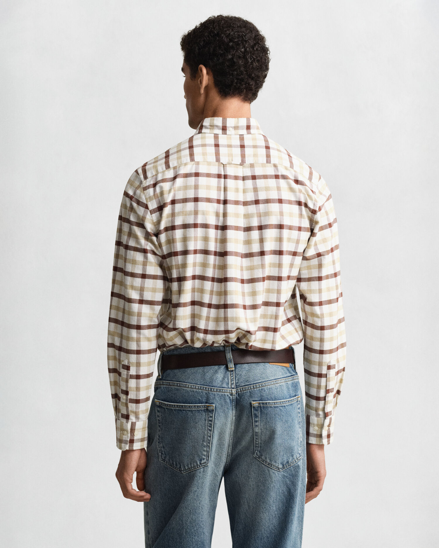 Regular Fit Checked Oxford Shirt — MAHOGANY BROWN