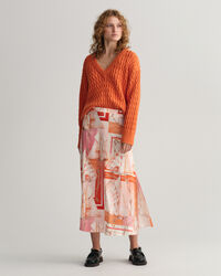 Sailing Print Silk Maxi Skirt
