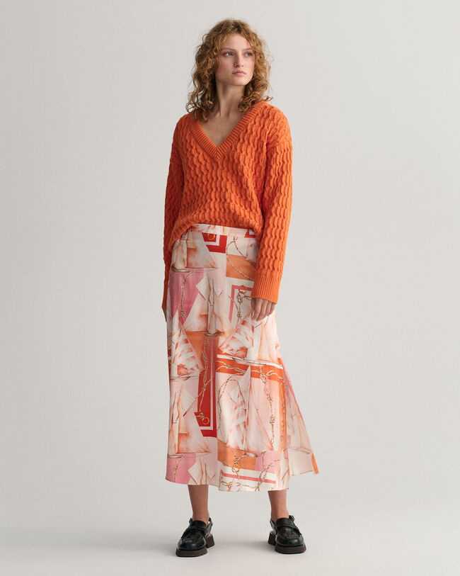 Sailing Print Silk Maxi Skirt