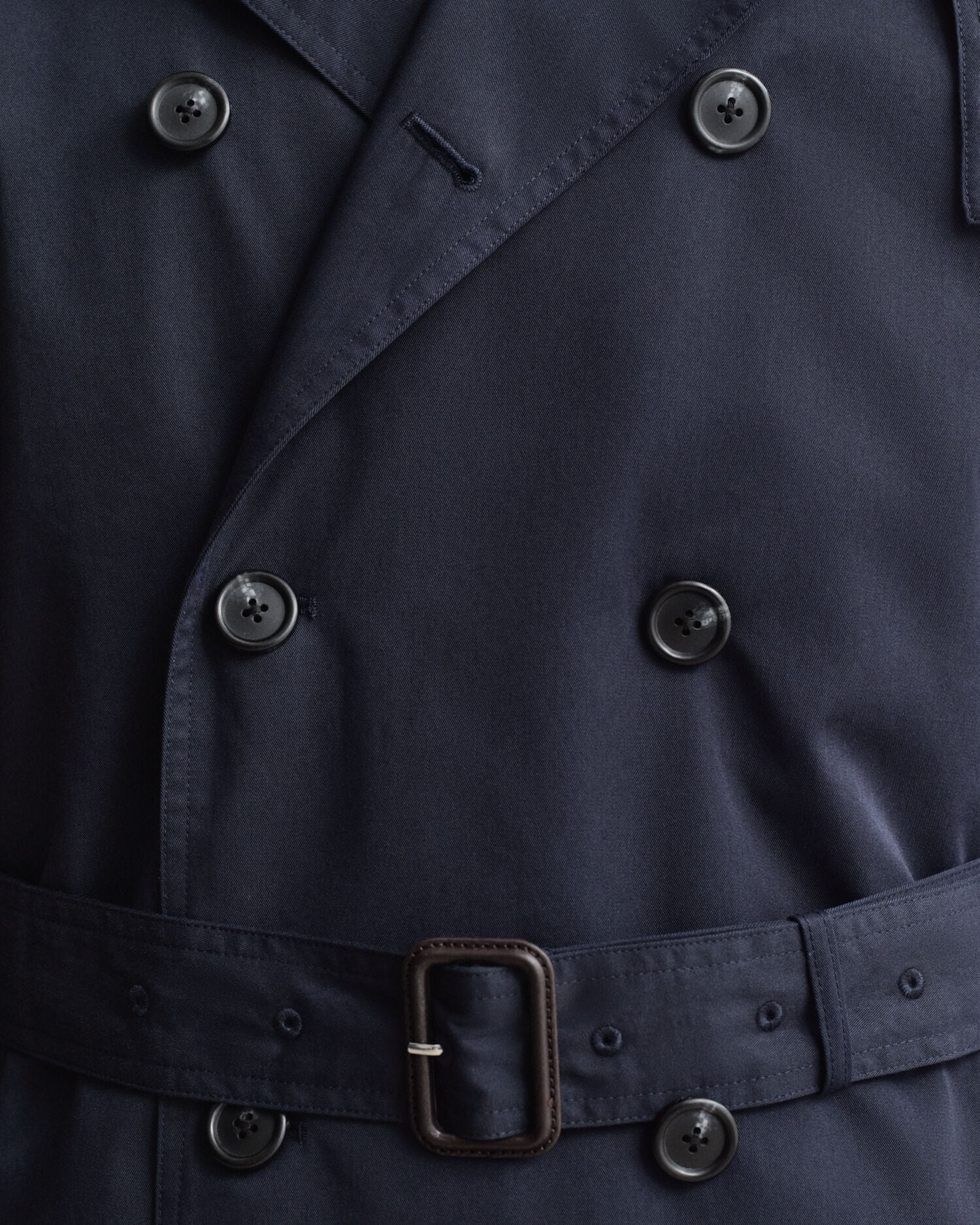 Cotton Blend Trench Coat — EVENING BLUE