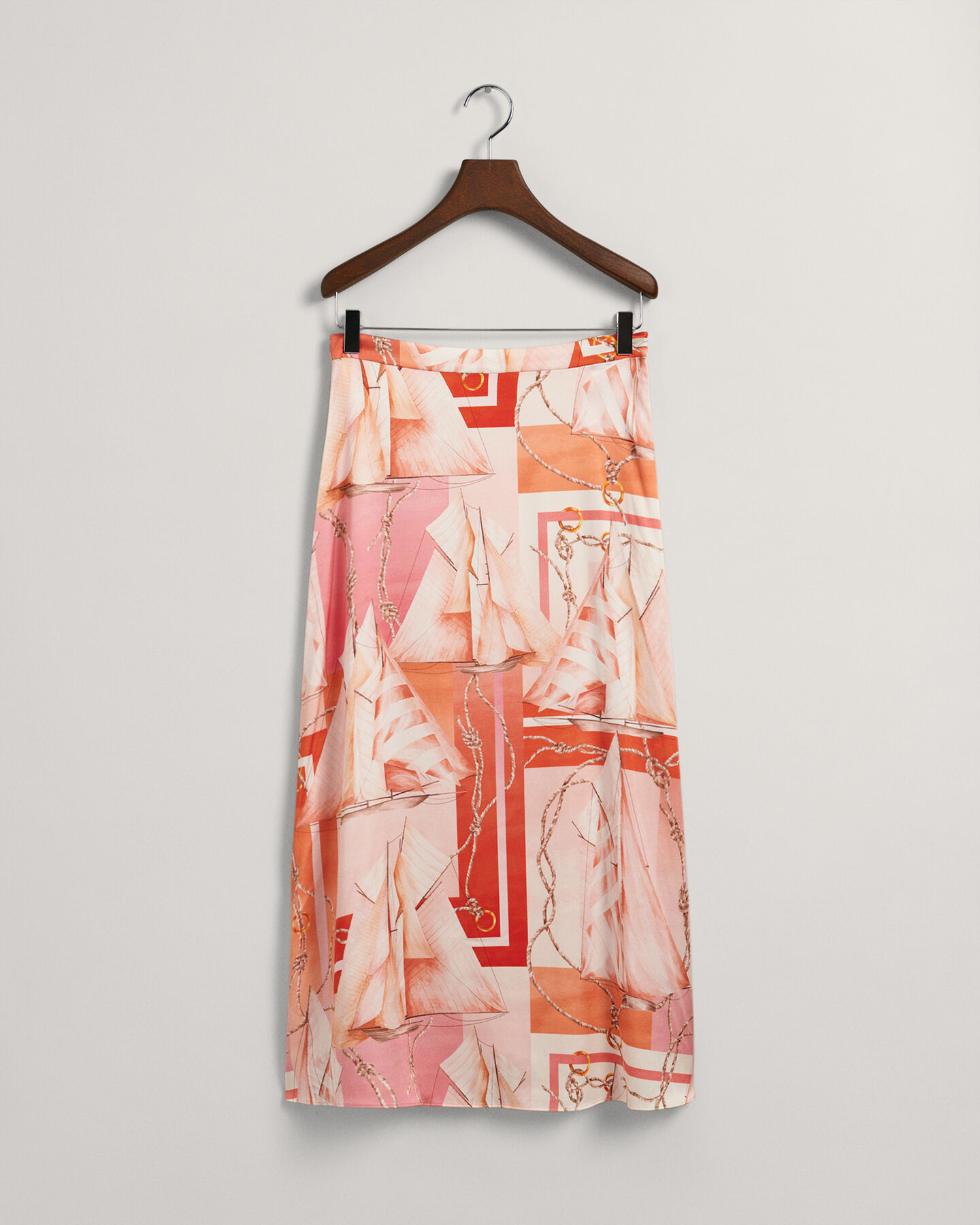 Sailing Print Silk Maxi Skirt