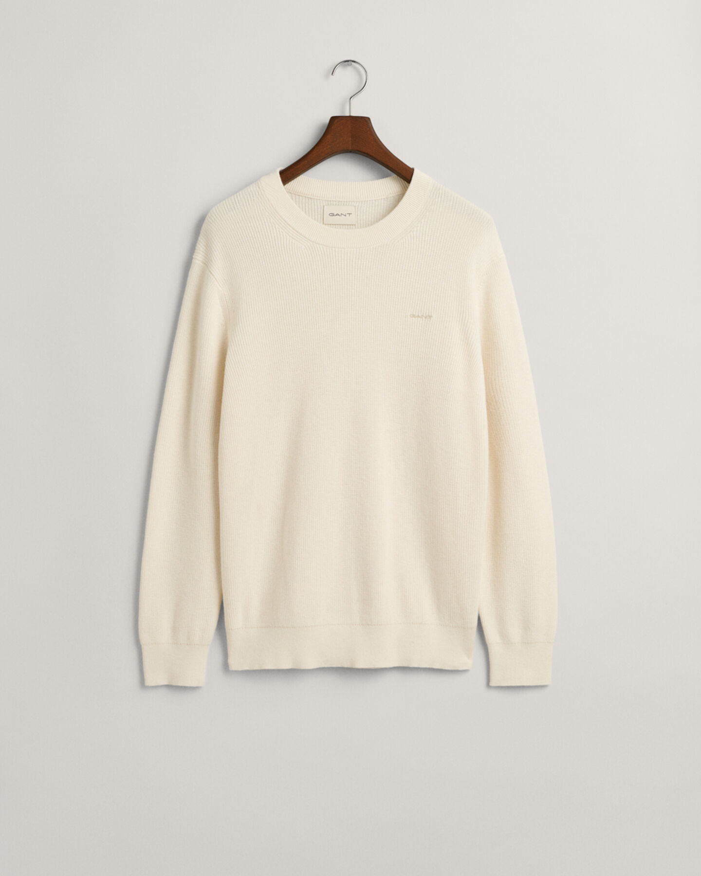 Ribbed Cotton Wool Crew Neck Sweater