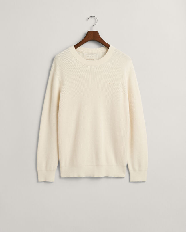 Ribbed Cotton Wool Crew Neck Sweater