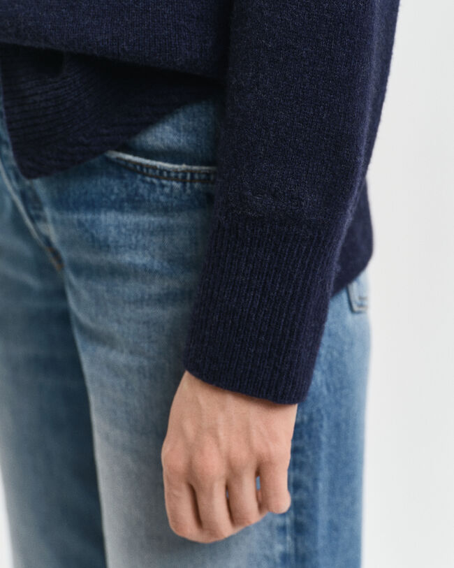 Wool Cashmere Blend Crew Neck Sweater