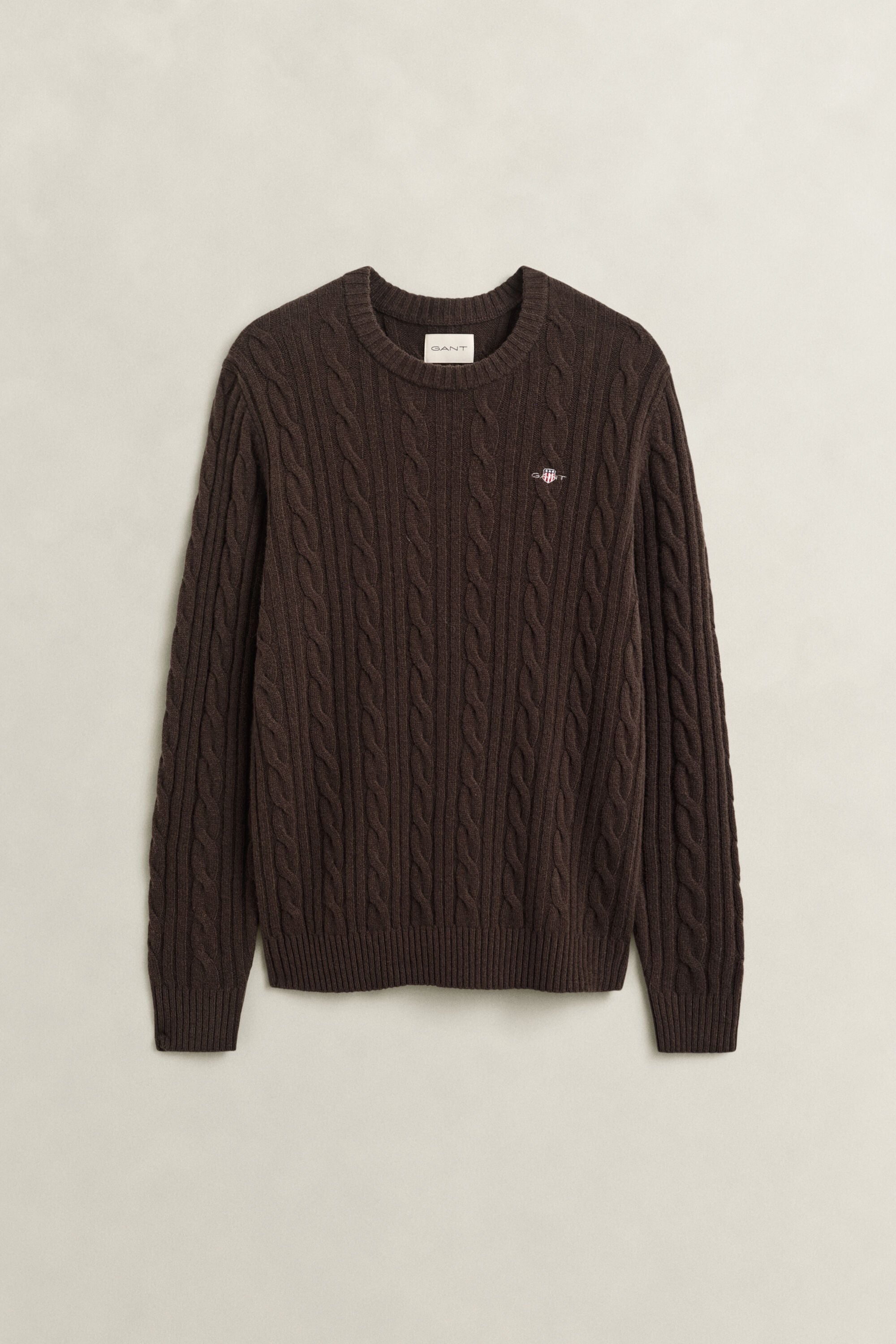 Lambswool Cable Knit Crew Neck Sweater